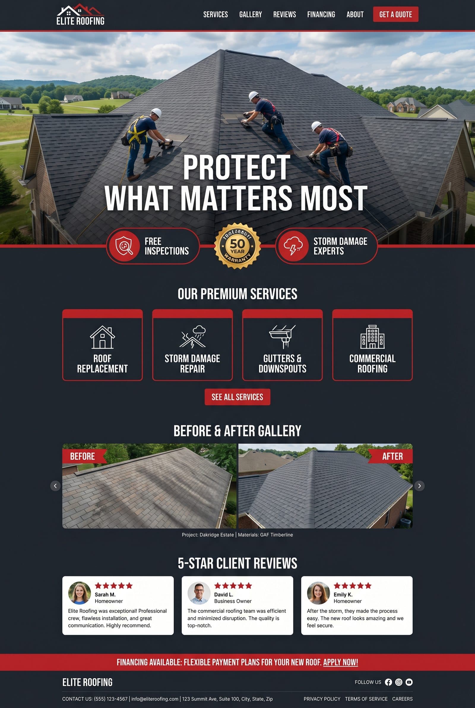 Elite Roofing Homepage Concept