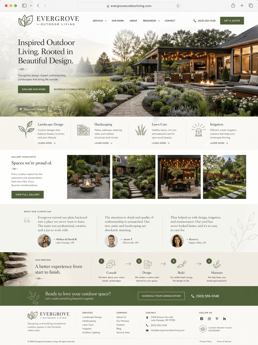 Evergrove Outdoor Living Homepage Concept