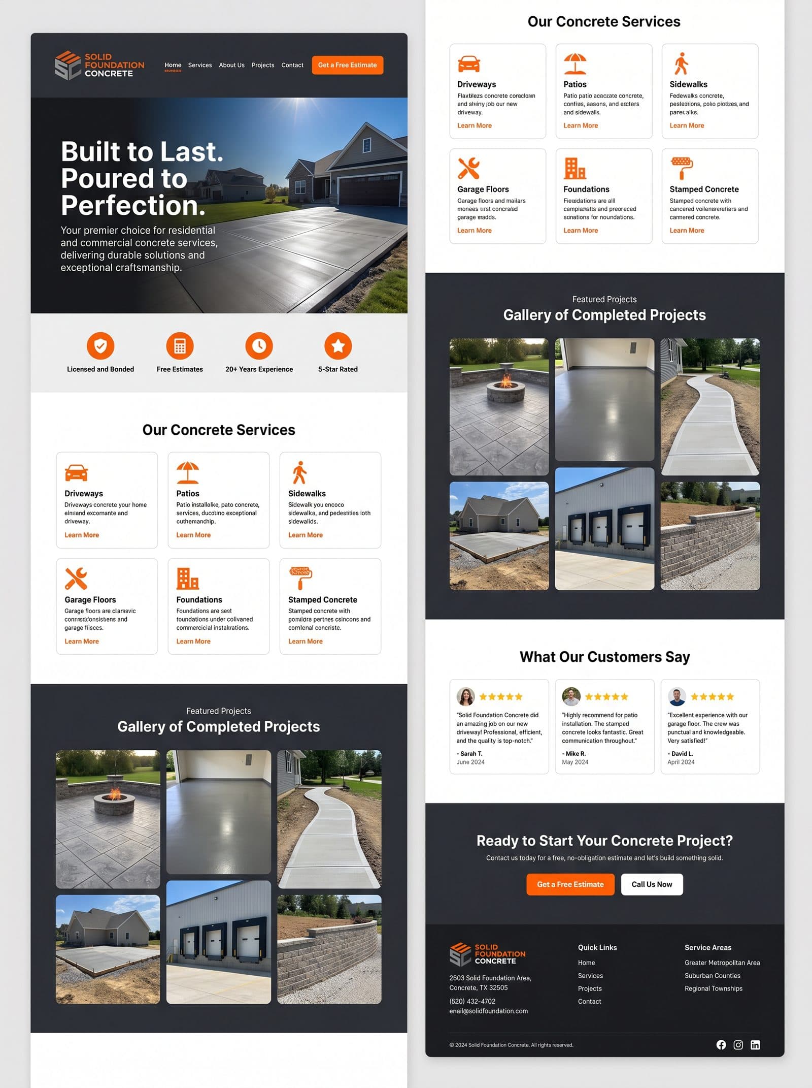 Solid Foundation Concrete Homepage Concept