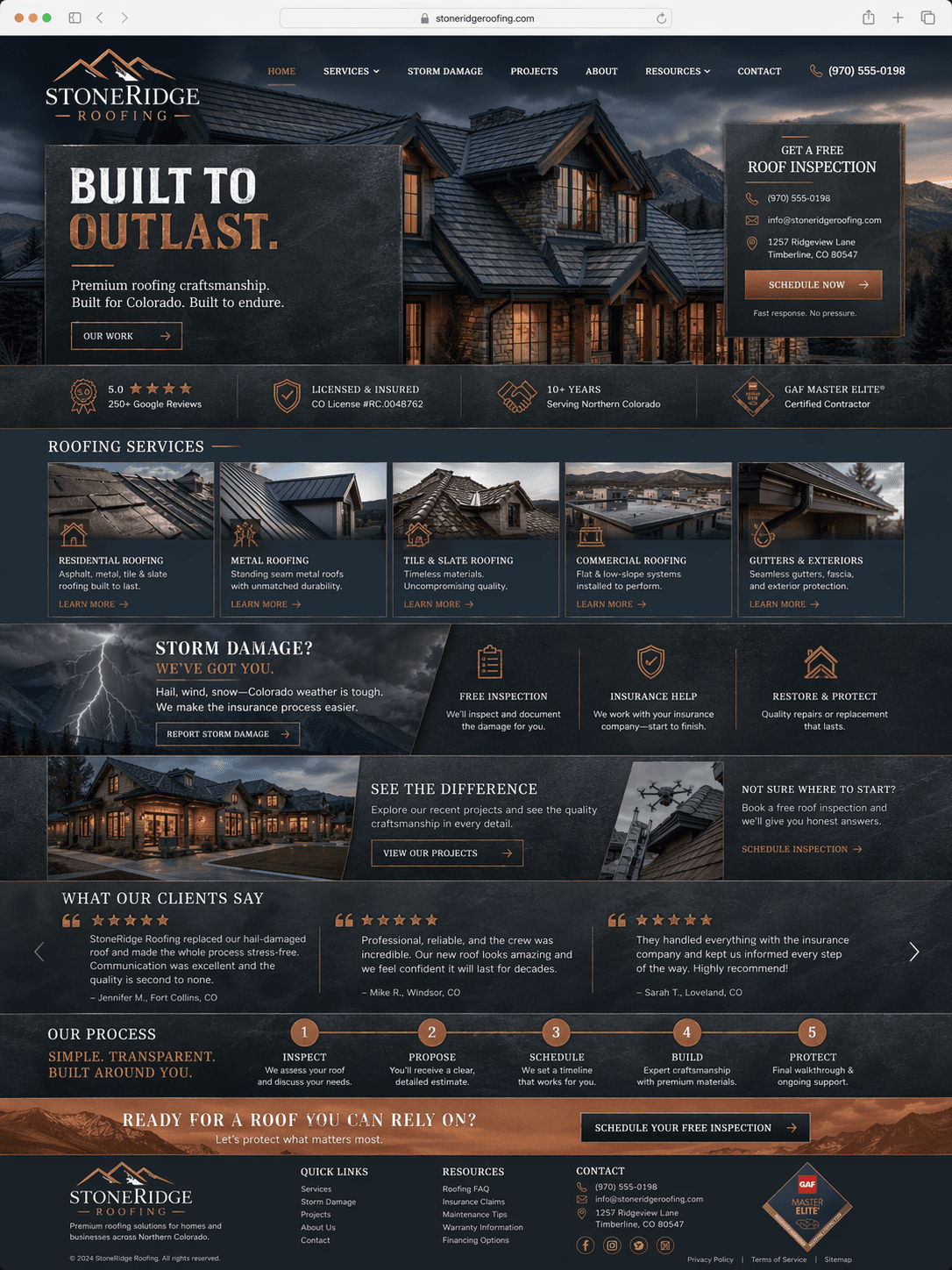 StoneRidge Roofing Homepage Concept