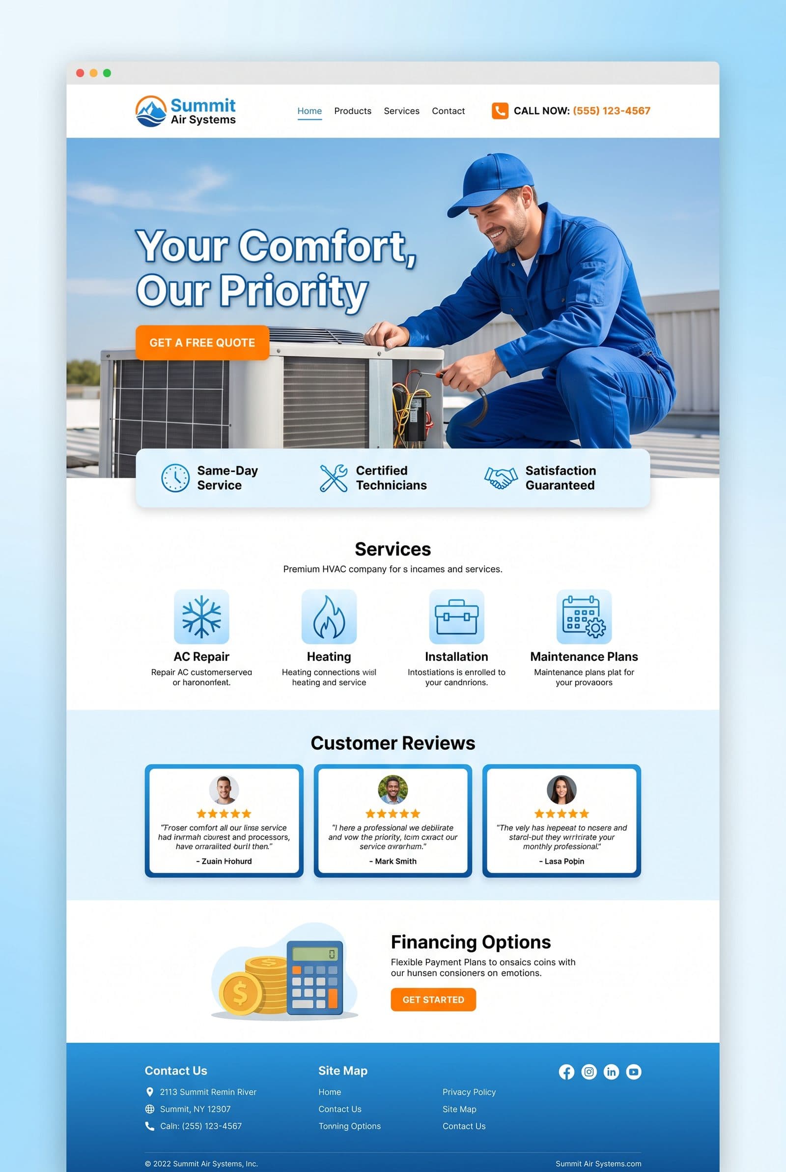 Summit Air Systems Homepage Concept